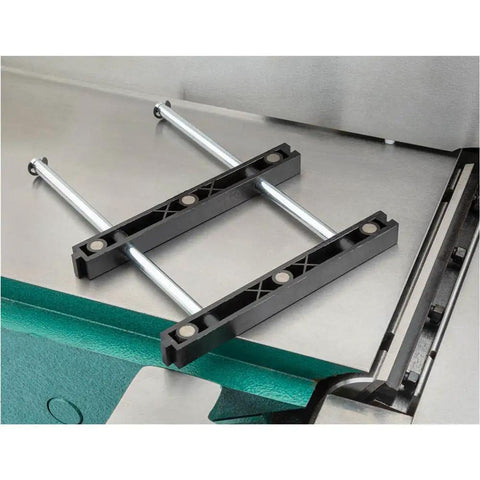 Magnetic Jointer Knife Setting Jig For 4 To 8 Inch Jointers With High Speed Steel Blades Durable Polycarbonate Body In Black on jointer table.