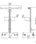 Heavy Duty Triple Monitor Rolling Cart With Flexible Arms And Integrated Keyboard Tray For A Beefy Workspace Setup dimensions diagram
