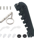 All In One Eyeglass Repair Kit With Frame Adjuster Tools Ear Grips Nose Pads And A 3 In 1 Screwdriver For Tightening Glasses Frames Temple Arms On The Go Or At Home Black, showing components including screws, screwdriver, and adjuster tool.