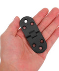 Beefy Heavy Duty Aluminum Alloy Small Door Hinges 6 Pack For Folding Tables And Cabinets, Replaceable Flip Hinges shown in hand