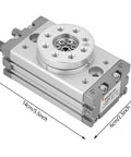 Fifteen Millimeter Aluminum Alloy Pneumatic Cylinder With 0 To 180 Degree Rotary Actuator, MSQB-10A, dimensions shown