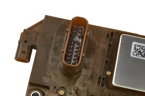 Close-up of GM Automatic Transmission Control Valve Body With Transmission Control Module, connector detail
