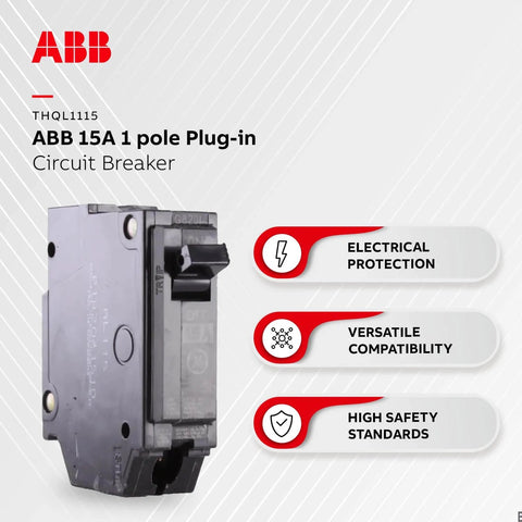 THQL1115 15A single-pole plug-in circuit breaker Q-Line thermal-magnetic 1P 10kA 240V compact design side view