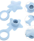 2pcs Star Shaped Silicone Tub Drain Plug for Bathtub Sinks, Fixed in soft blue, showcasing its flexible design and durable material.
