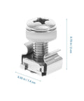 Close-up of Beefy Rack Mount Screws And Floating Cage Nuts Kit For Server Racks And Computer Enclosures, 16 Sets M6x20mm For Easy Install