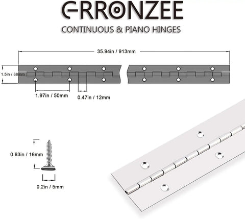 Full Length 36 By 1 5 Inch Stainless Steel Piano Hinge With Pre Drilled Holes Rust Proof Continuous Door Hardware dimensions and screws