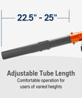 Adjustable tube of Gas Leaf Blower Vacuum Kit With Mulcher And Vac Bag 28cc 1.1HP 2 Cycle Handheld Blower 470 CFM 170 MPH Ergonomic Design