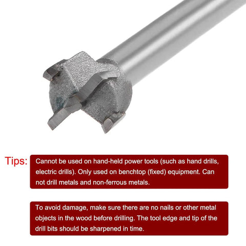 uxcell 16mm Forstner drill bit, tungsten carbide, gray wood hole cutter (close-up)