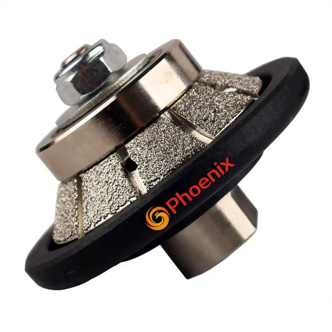 3/16 Inch Demi Bullnose Pro Grade Router Bit With Diamond Vacuum Brazed Wheel, 45 Degree Bevel Edge, side view
