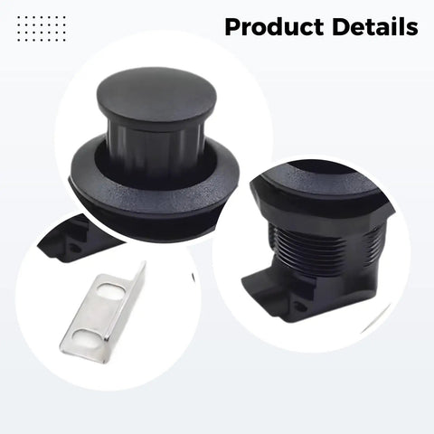 2 Pack Black Plastic Push To Close Latches With Embedded Push Button, 1.5 Inch Cabinet Locks For RVs And Camper Cupboards