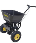 Pro Grade Walk Behind Broadcast Spreader For All Season Lawn Care And Commercial And Residential Use With 100Lb Hopper And 13 Inch All Terrain Pneumatic Tires Enclosed Gearbox Grate Cover Spreads Seed Fertilizer Salt And Snow Melt Across Large Areas
