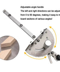 Real Deal Adjustable Miter Gauge For Table Saw With Easy No Sweat Angle Adjustments And Hella Solid Aluminum Guide Knob For Pro Woodworking and Router Accessories showing adjustable angle handle for precise cuts.