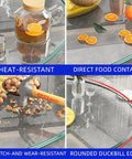 Super Smooth Tempered Glass Lazy Susan For Dining Table 360 Degrees Turntable showcasing heat-resistant design and direct food contact.