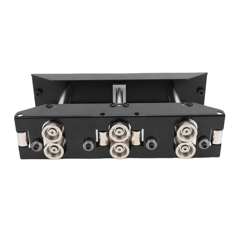 Close-up view of Three Station Sheet Metal Roller Bender For Durable Edge Bends From Five Eighths Inch To Four Inches Adjustable Edge Roller