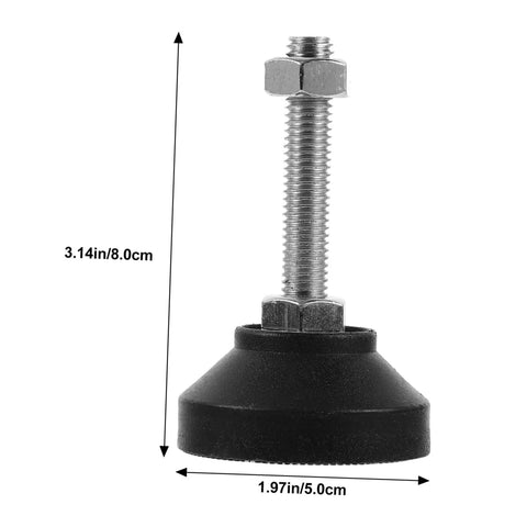 Heavy Duty Adjustable Furniture Levelers Fully Threaded Table Legs For Cabinets And Chairs Built Tough Floor Feet with black base and metal shaft.