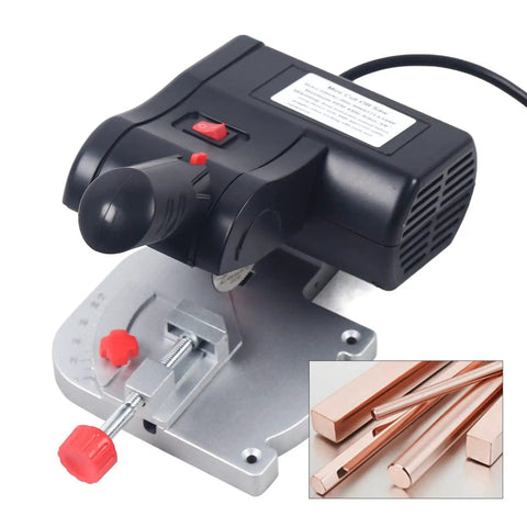 110V 90W Mini Cut Off Saw With 45 Degree Bevel, Benchtop Metal Cutting Tool, Compact Cut Off Saw With 2 Blades and Safe Fixed Hole Base