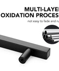 Close-up of 30 Pack Black Kitchen Cabinet Handles, 5 Inch Square Steel Cabinet Pulls with multi-layer oxidation process