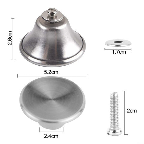 Heavy Duty Stainless Steel Pot Lid Handles Replacement Pack 4pc Rust Proof Knobs, 5.2cm base and 2cm screw
