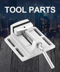Heavy Duty Cast Iron Drill Press Vise And Milling Machine Vice Tool, 2.5 Inch Bench Clamp Fixture on wooden surface.