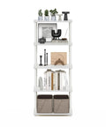 Turn N Tube Toolless 5 Tier Open Storage Shelf No Tools Needed Easy Assembly Bookcase For Living Room Home Office Bedroom White Finish Open Back Display For Books Decor And Office Supplies, white 5-tier with decor