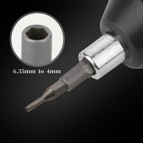 Knockout 4 Pack 1/4 Inch To 4mm Hex Screwdriver Bit Adapter With Solid Magnet, showing adapter from 6.35mm to 4mm, detailed view.