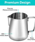 Milk Frothing Pitcher 350ml Stainless Steel With Sharp Spout For Cappuccino And Latte Art Durable Barista Grade Cup For Home Espresso Machines Ideal For Creating Creamy Microfoam At Home Or In The Cafe