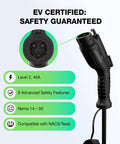 40A Level 2 EV Charger for Home 240V Smart Charging With Adjustable Amps 8A to 40A App Control J1772 Connector, NEMA 14-50