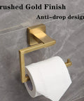 Stainless Steel Brushed Gold Bathroom Hardware Set 4 Piece Including 16 Inch Towel Bar Hand Towel Ring Toilet Paper Holder