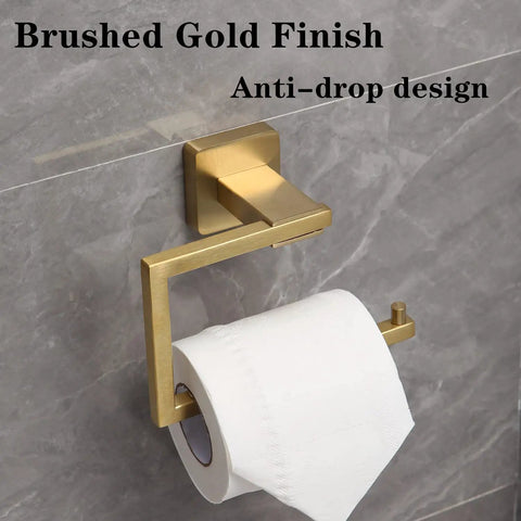 Stainless Steel Brushed Gold Bathroom Hardware Set 4 Piece Including 16 Inch Towel Bar Hand Towel Ring Toilet Paper Holder