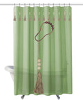 Shower Curtain Rings Set Of 12 With Wood Bead Tassels, Silent Stainless Steel Hooks Glide Smoothly, Rust Proof Bronze Finish