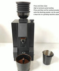 Premium Silicone Coffee Bellows Single Dose Bean Jar And Hella Handy Dust Cleanup Blower With Flexible Air Wand on a grinder.