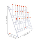 Chill Out Your Lab Setup With This Sleek White Metal Test Tube Drying Rack, 30x30cm, ideal for drying glassware in labs.