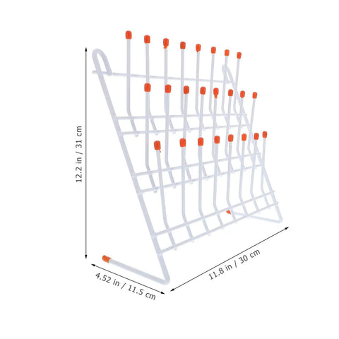 Chill Out Your Lab Setup With This Sleek White Metal Test Tube Drying Rack, 30x30cm, ideal for drying glassware in labs.