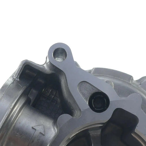 Close-up view of the steel housing of Premium Brake Vacuum Pump With Cycling Stabilizer For Audi A4 2009 To 2016.