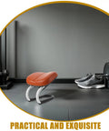 Adjustable Kneeling Meditation Bench For Mindful Practice Portable Prayer Chair in gym, orange ergonomic design on gray floor