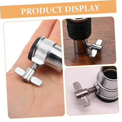 10 Piece Drum Kit Top Screw Fastener Set Durable Aluminum Drum Bolts for Secure Cymbal Attachment shown in detail and close-up views.