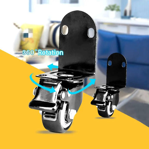 Ridiculously Smooth Swivel Caster Wheels 4 Pack With Heavy Duty L Shaped Brackets 360 Spin Silent Black Pvc Furniture Castors Rock Solid Reliable Daily Driver