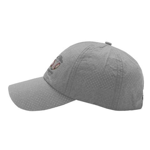 Side view of the Final Inning Cool Hat For Women Breathable Cap with ventilated top in light gray