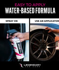 Person applying Dope Shine Gloss Dressing With Applicator 16oz Tire Shine Spray And Plastic Restorer for Cars on interior and tire.