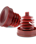 Slick Red Power Steering Reservoir Cap Pair Hella Durable Abs Plug Cover in red ABS, designed to fit 36x34mm Honda Acura models.