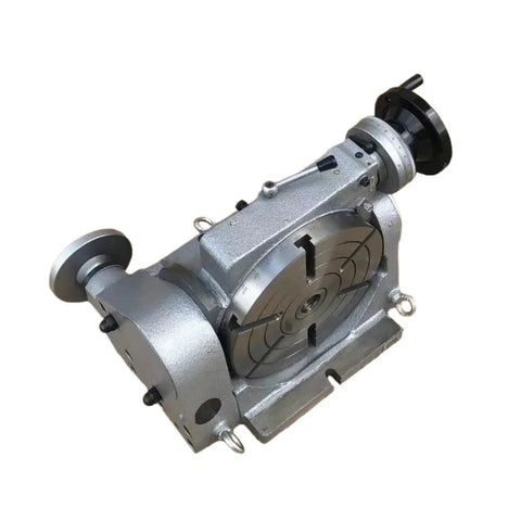 Top Shelf High Precision Motorized Rotary Indexing Table With Tilting Worktable And Worm Gears Built Different For Milling Machines, silver finish.