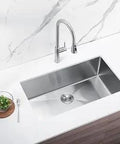 Inset Kitchen Sink With Deep Single Bowl Stainless Steel 304 Grade 20-Gauge, 32 By 18 By 10 Inches, Undermount Installation in counter