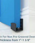 Matte Black Floor Guide Wall Mount For Sliding Barn Door Hardware Set Of 2, Adjustable For Door Thickness From 1 Inch To 1-3/8 Inches.