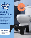 Toilet Stool That Elevates Your Poop Game, Curve Lightweight And Sleek Black 7 Inch Design, in bathroom beside white toilet