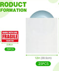 Heavy Duty Dish Packing Set For Moving Includes 25 Foam Pouches 12x14 Inch Thick One Side 1.5mm And Both Sides 3.0mm 75 Fragile Stickers