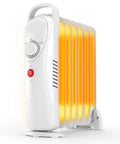 700W Oil Filled Radiator Heater With Adjustable Thermostat Two Heat Settings Overheat Protection Silent Operation Cozy Warmth Under Desk Space Heater For Bedroom And Office White Finish