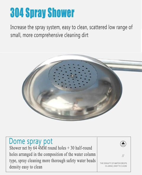 Stainless steel shower head of Emergency Eyewash Station Kit for Quick Eye and Body Rinses with built-in filtration