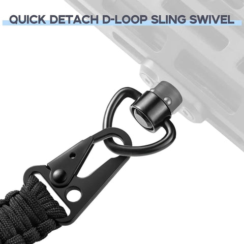No Nonsense Heavy Duty 550 Paracord Two Point Sling With Snag Free Steel Hooks And Swivels Fully Adjustable For Firearm And Bow Setup Smooth Tactical Matte Black