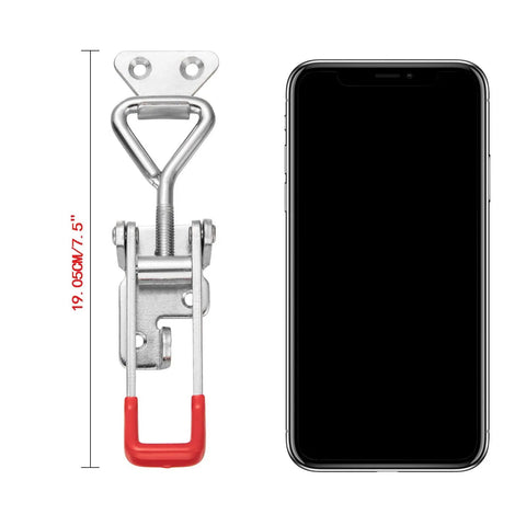 Heavy Duty Adjustable Toggle Latch Clamp With Lock Hole 300Kg 660Lbs Holding Capacity 7.5 Inch Silver 2 Pack For Secure Latching And Quick Tie Downs