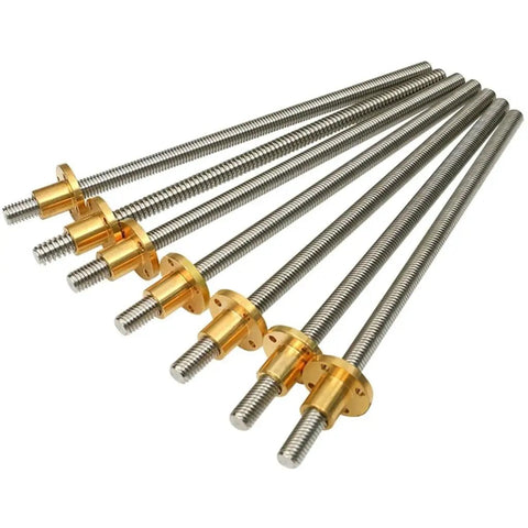 Solid T12 Lead Screw For 3D Printers Dope Build Ready 12mm Diameter 2mm Pitch Copper Nut Included Length From 100mm To 1200mm